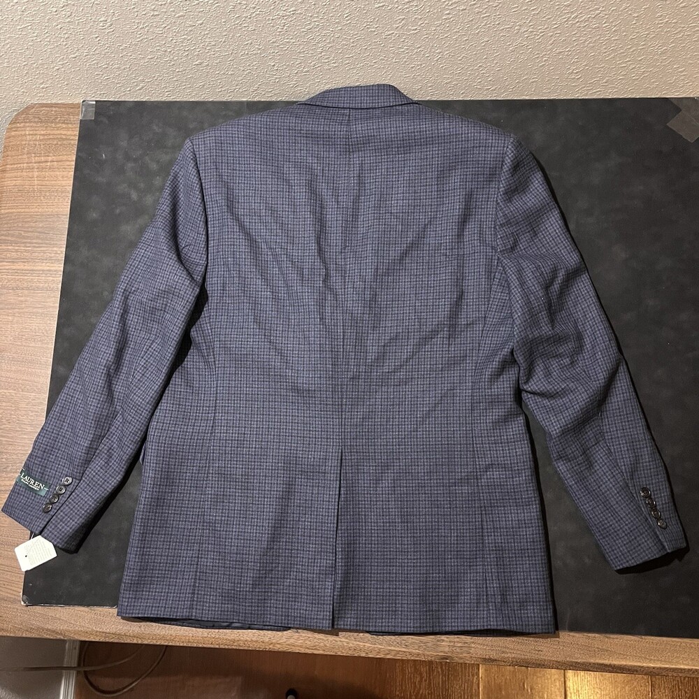 Ralph Lauren Blazer Jacket Mens Wool 2 Button Business Windowpane New Vintage - Picture 2 of 12